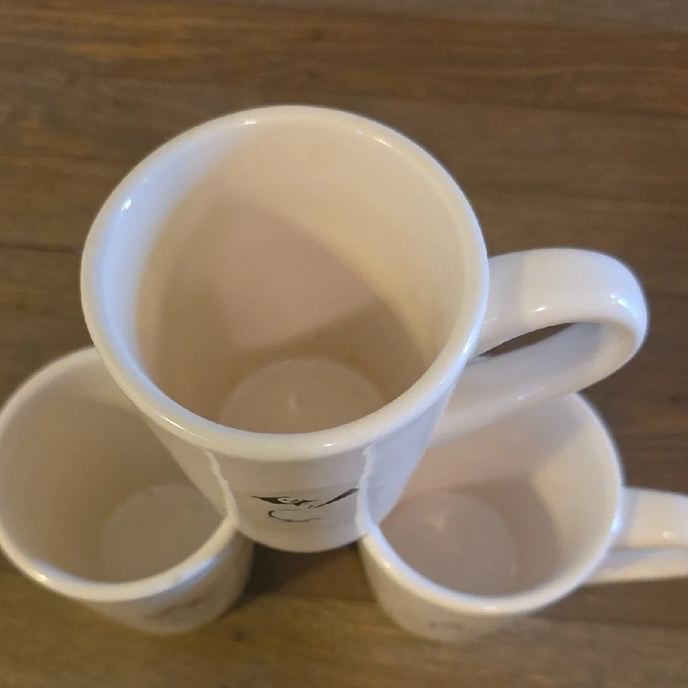 Williams Sonoma Festive Snowman Mugs - Set Of 3. Winter